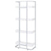 Ember 68-inch 4-shelf Bookshelf White High Gloss and Chrome - Walo Furniture 