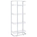 Ember 68-inch 4-shelf Bookshelf White High Gloss and Chrome - Walo Furniture 