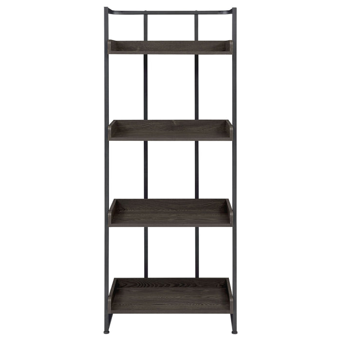 Ember 68-inch 4-shelf Bookshelf Dark Oak and Black - Walo Furniture 