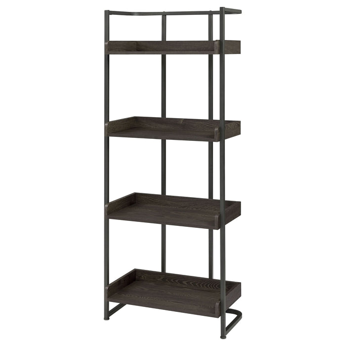 Ember 68-inch 4-shelf Bookshelf Dark Oak and Black - Walo Furniture 