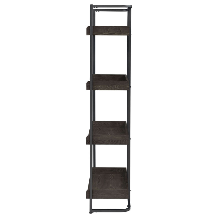 Ember 68-inch 4-shelf Bookshelf Dark Oak and Black - Walo Furniture 