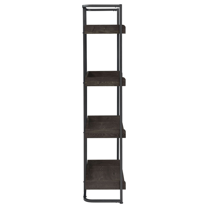 Ember 68-inch 4-shelf Bookshelf Dark Oak and Black - Walo Furniture 