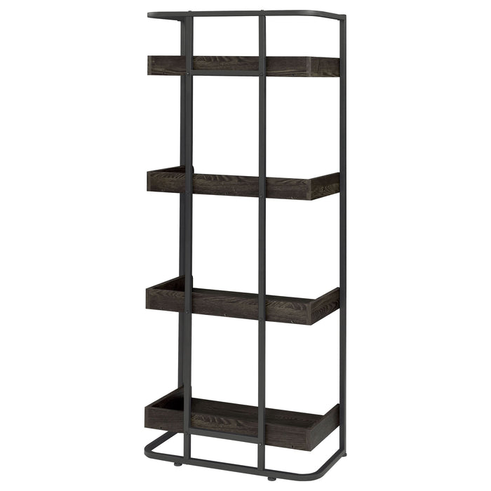 Ember 68-inch 4-shelf Bookshelf Dark Oak and Black - Walo Furniture 