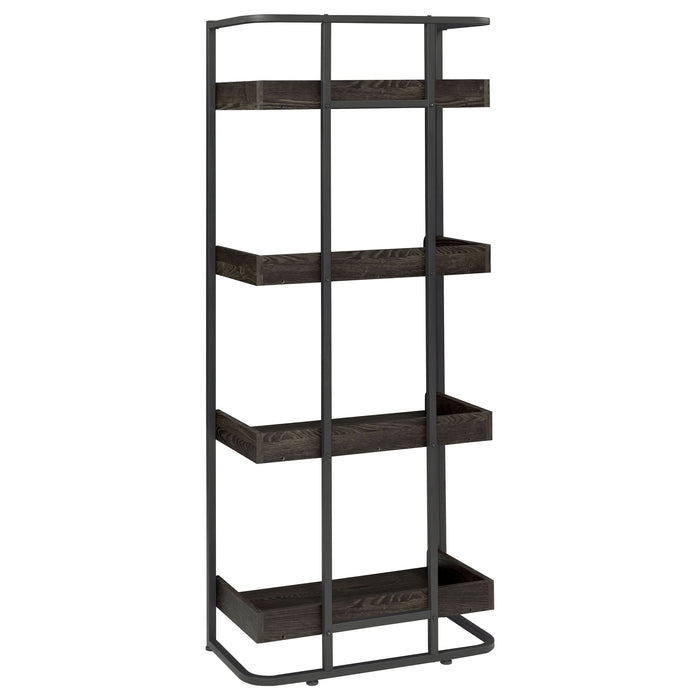 Ember 68-inch 4-shelf Bookshelf Dark Oak and Black - Walo Furniture 