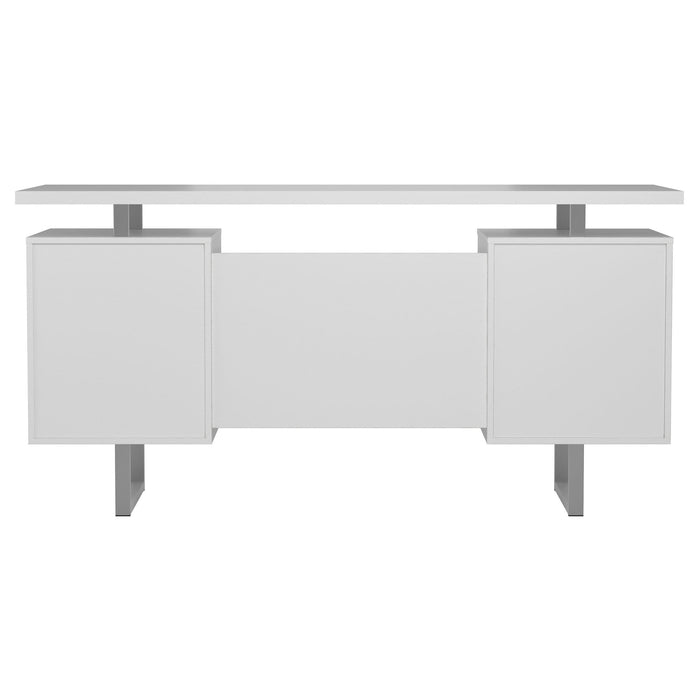 Lawtey 60-inch 2-drawer Computer Desk White High Gloss - Walo Furniture 