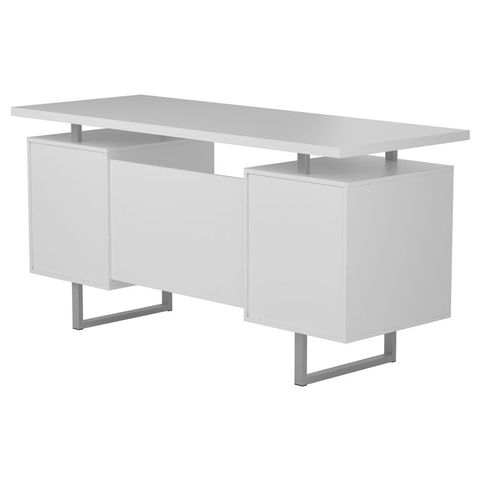 Lawtey 60-inch 2-drawer Computer Desk White High Gloss - Walo Furniture 