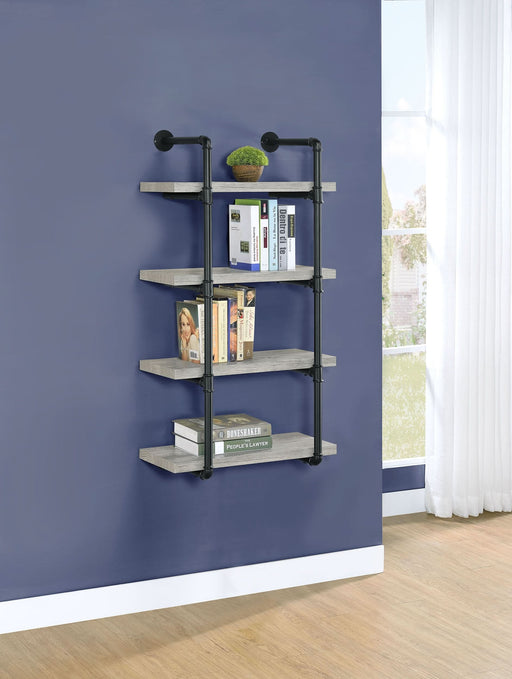 Elmcrest 24-inch 4-shelf Wall Bookshelf Grey Driftwood - Walo Furniture 