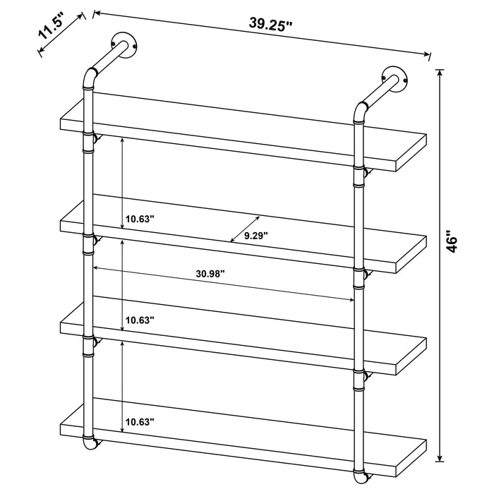 Elmcrest 39-inch 4-shelf Wall Bookshelf Rustic Oak - Walo Furniture 