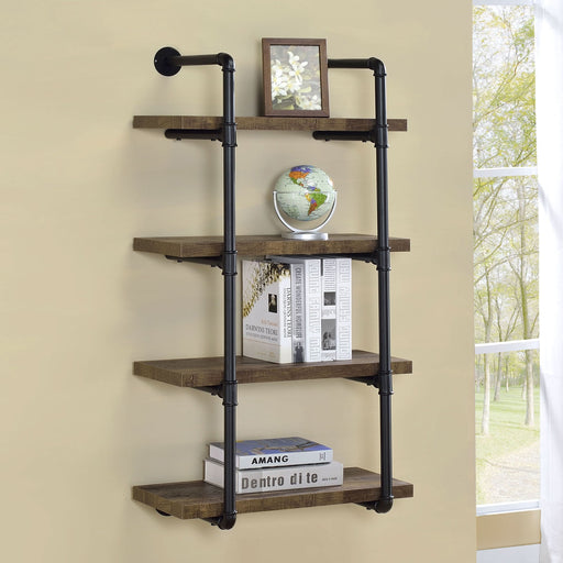 Elmcrest 24-inch 4-shelf Wall Bookshelf Rustic Oak - Walo Furniture 