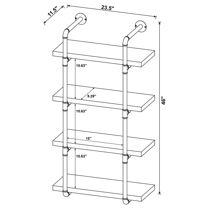 Elmcrest 24-inch 4-shelf Wall Bookshelf Rustic Oak - Walo Furniture 