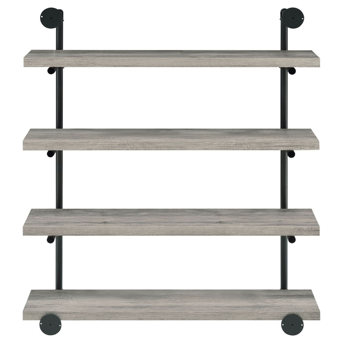 Elmcrest 39-inch 4-shelf Wall Bookshelf Grey Driftwood - Walo Furniture 