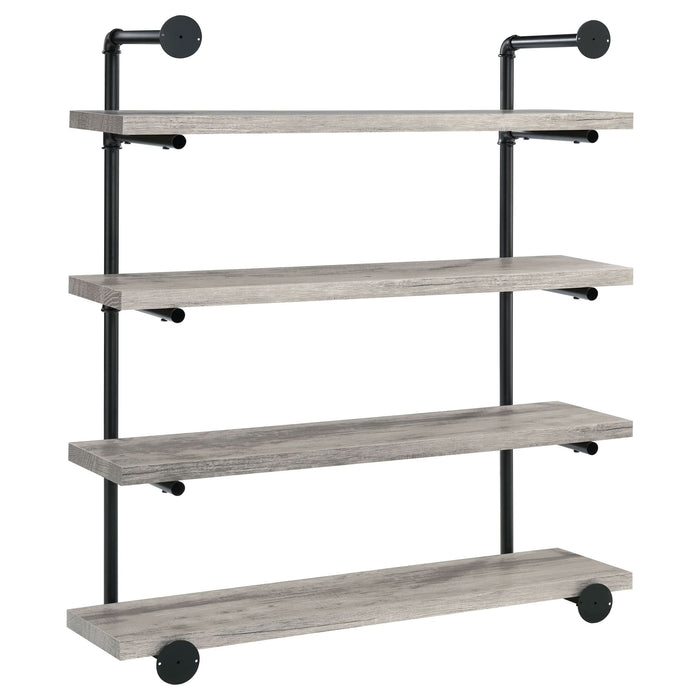 Elmcrest 39-inch 4-shelf Wall Bookshelf Grey Driftwood - Walo Furniture 