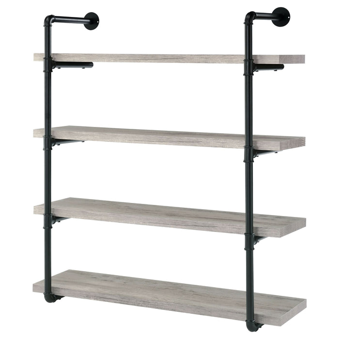 Elmcrest 39-inch 4-shelf Wall Bookshelf Grey Driftwood - Walo Furniture 