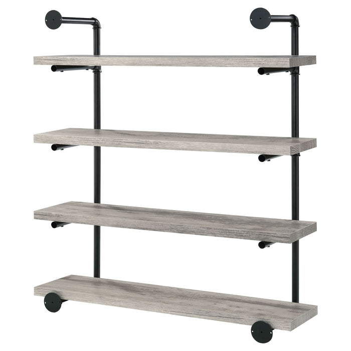 Elmcrest 39-inch 4-shelf Wall Bookshelf Grey Driftwood - Walo Furniture 