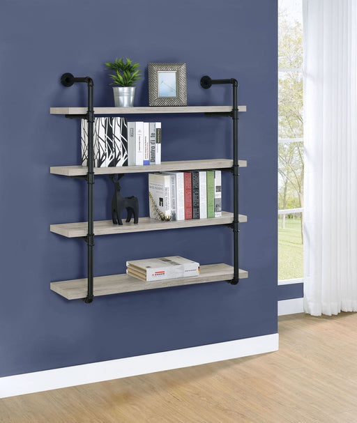 Elmcrest 39-inch 4-shelf Wall Bookshelf Grey Driftwood - Walo Furniture 