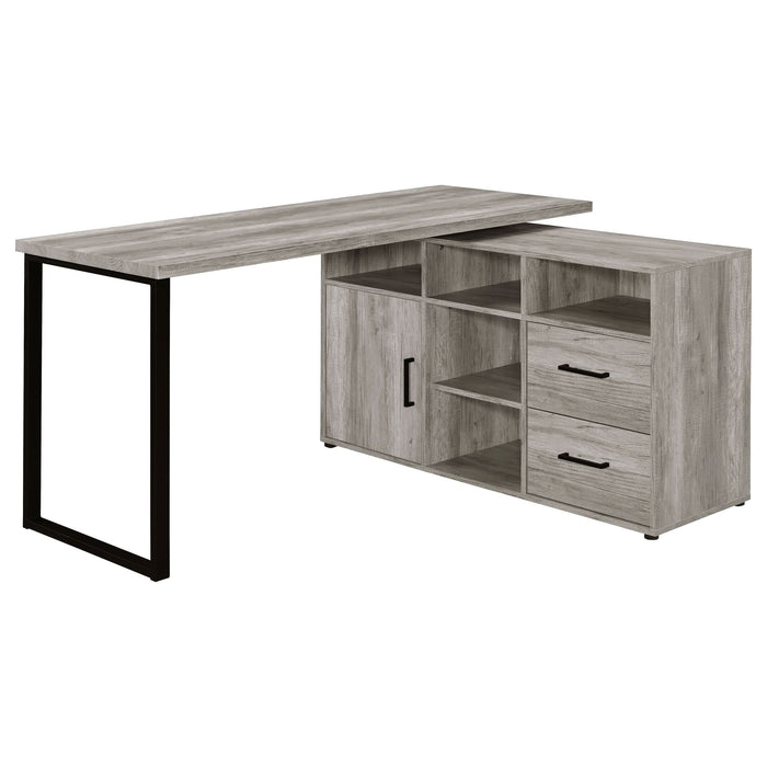 Hertford 59-inch L-Shape Computer Desk Grey Driftwood - Walo Furniture 