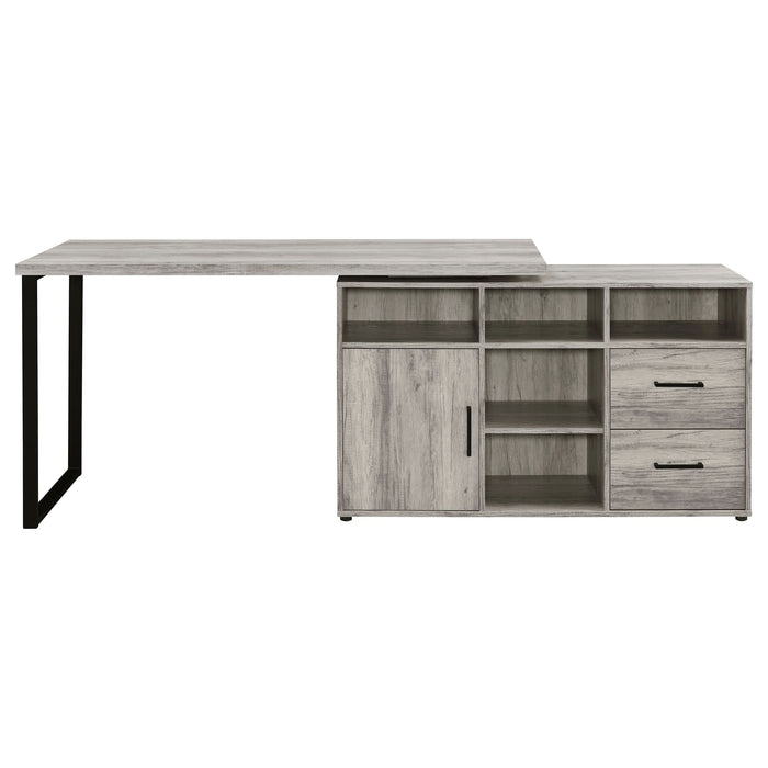 Hertford 59-inch L-Shape Computer Desk Grey Driftwood - Walo Furniture 