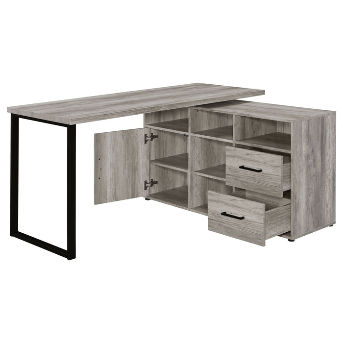 Hertford 59-inch L-Shape Computer Desk Grey Driftwood - Walo Furniture 