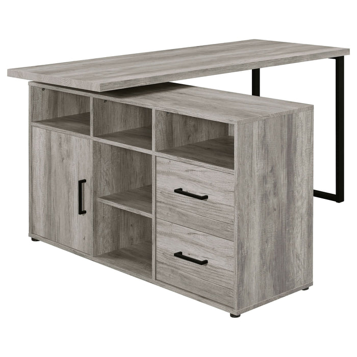 Hertford 59-inch L-Shape Computer Desk Grey Driftwood - Walo Furniture 