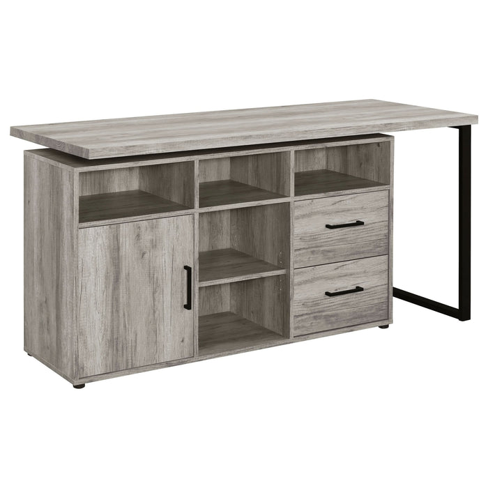 Hertford 59-inch L-Shape Computer Desk Grey Driftwood - Walo Furniture 