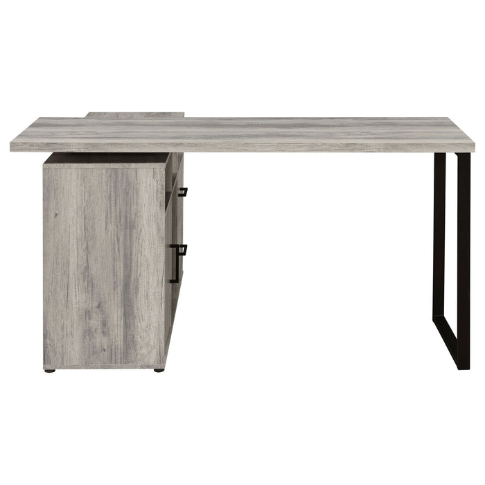 Hertford 59-inch L-Shape Computer Desk Grey Driftwood - Walo Furniture 