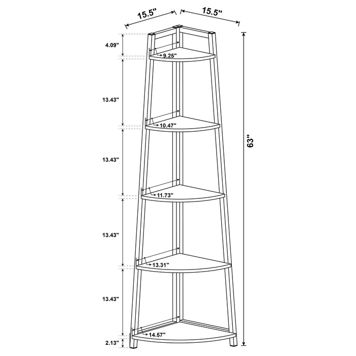 Jacksonville 63-inch 5-shelf Bookshelf Black and Aged Walnut - Walo Furniture 