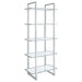 Hartford 79-inch 5-shelf Glass Bookshelf Chrome - Walo Furniture 