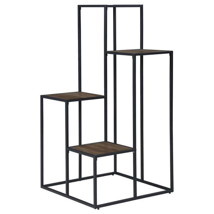 Rito 4-tier Multi-Display Shelf Rustic Brown and Black - Walo Furniture 