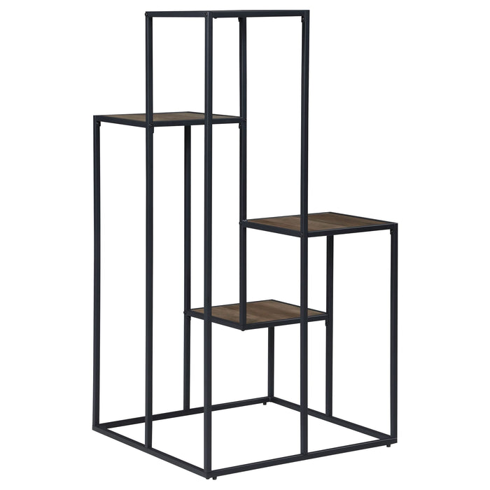 Rito 4-tier Multi-Display Shelf Rustic Brown and Black - Walo Furniture 