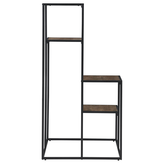 Rito 4-tier Multi-Display Shelf Rustic Brown and Black - Walo Furniture 