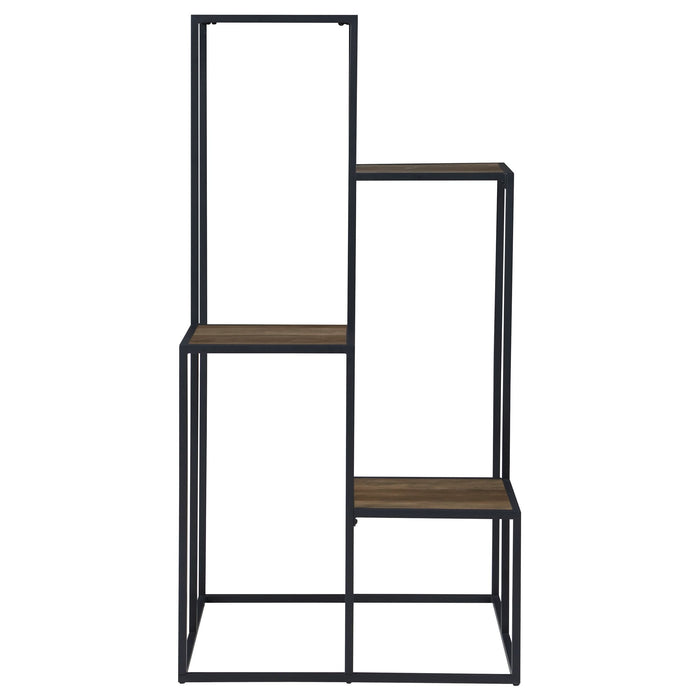 Rito 4-tier Multi-Display Shelf Rustic Brown and Black - Walo Furniture 