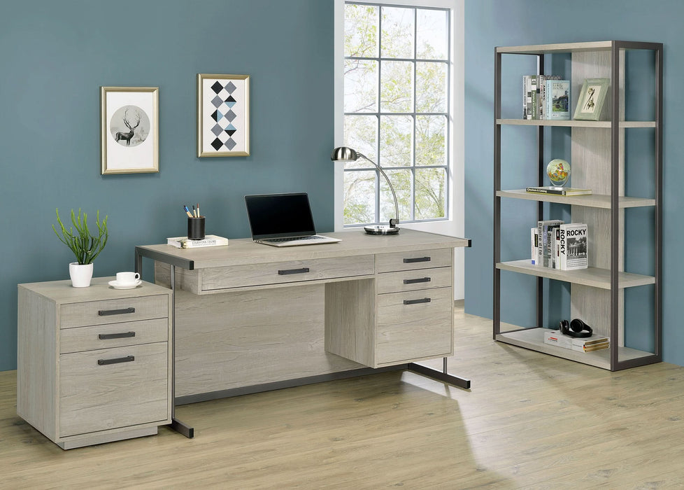 Loomis 60-inch 4-drawer Computer Desk Whitewashed Grey