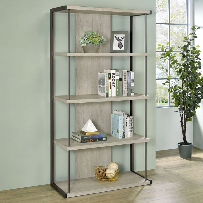 Loomis 72-inch 4-shelf Bookshelf Whitewashed Grey