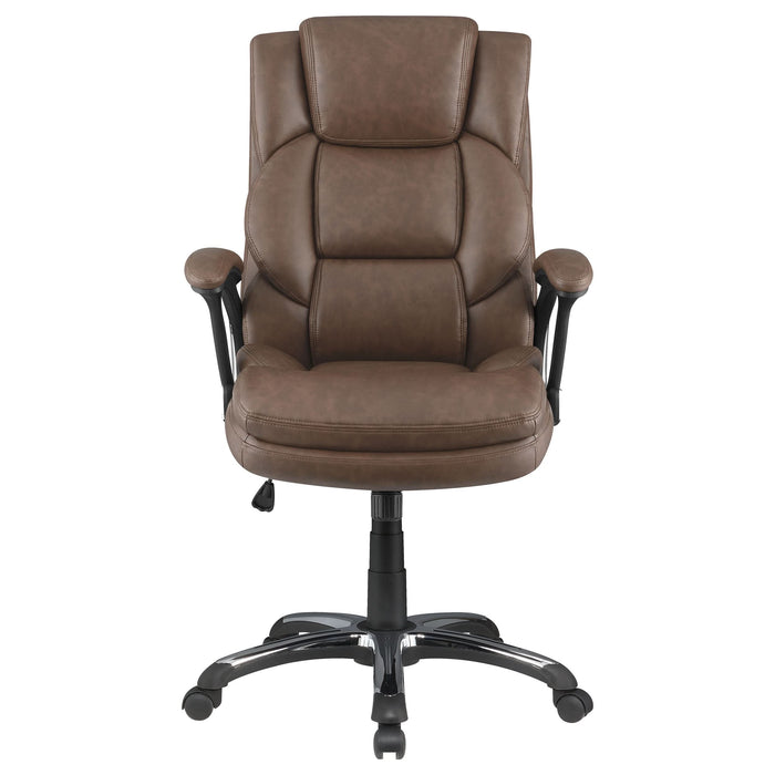 Nerris Upholstered Adjustable Home Office Desk Chair Brown - Walo Furniture 