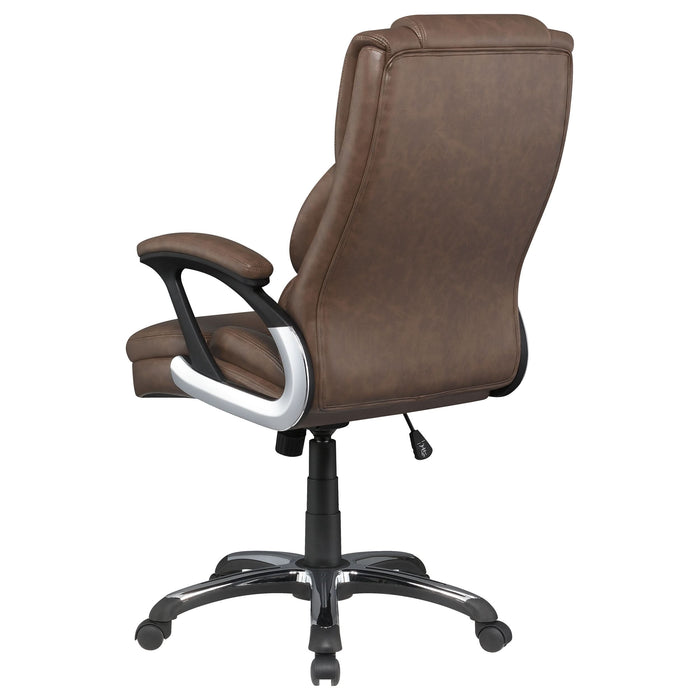 Nerris Upholstered Adjustable Home Office Desk Chair Brown - Walo Furniture 