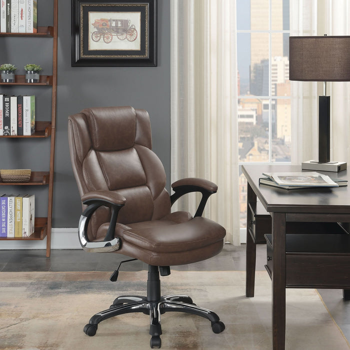 Nerris Upholstered Adjustable Home Office Desk Chair Brown - Walo Furniture 