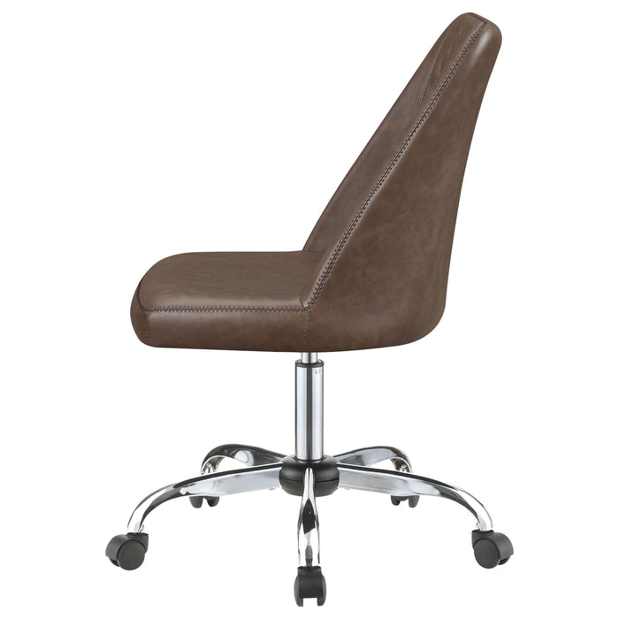 Althea Upholstered Adjustable Home Office Desk Chair Brown - Walo Furniture 