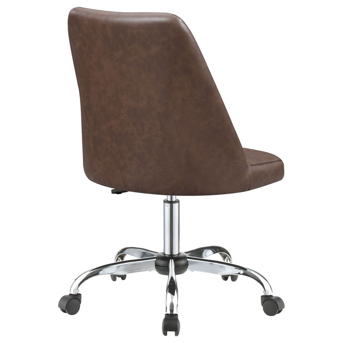 Althea Upholstered Adjustable Home Office Desk Chair Brown - Walo Furniture 