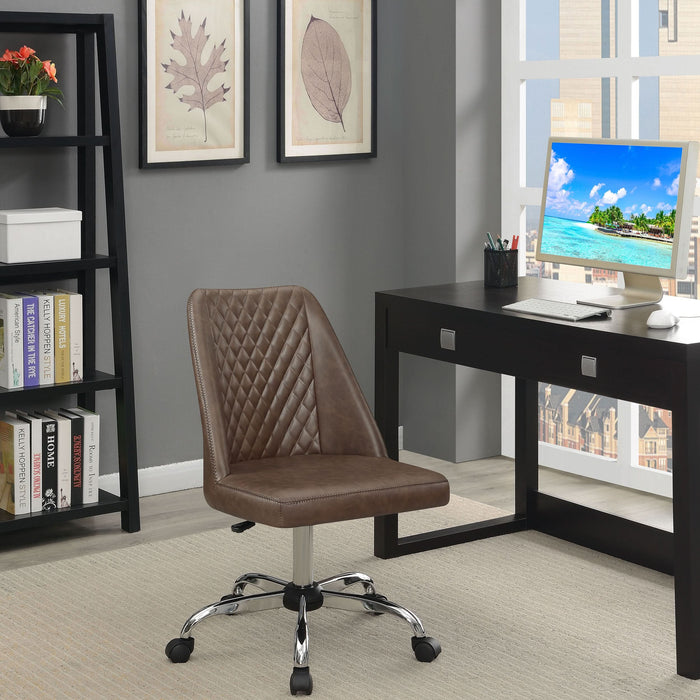 Althea Upholstered Adjustable Home Office Desk Chair Brown - Walo Furniture 