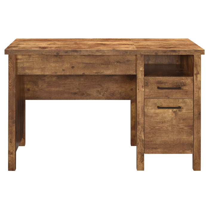 Delwin 47-inch 2-drawer Lift Top Computer Desk Rustic Nutmeg - Walo Furniture 