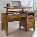 Delwin 47-inch 2-drawer Lift Top Computer Desk Rustic Nutmeg - Walo Furniture 