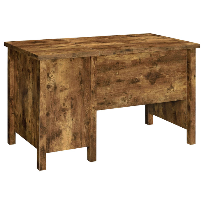 Delwin 47-inch 2-drawer Lift Top Computer Desk Rustic Nutmeg - Walo Furniture 