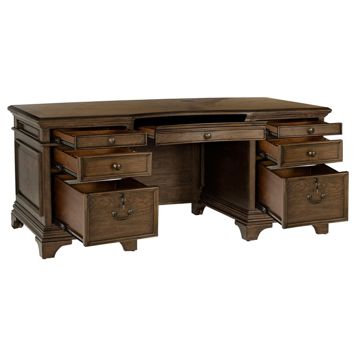 Hartshill 72-inch 7-drawer Executive Desk Burnished Oak - Walo Furniture 