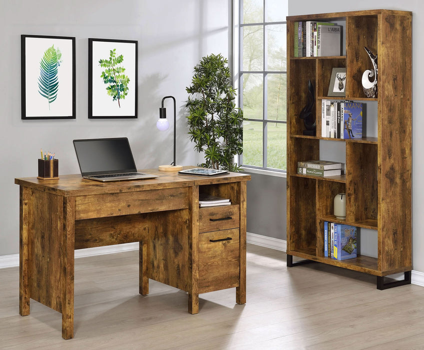 Delwin 47-inch 2-drawer Lift Top Computer Desk Rustic Nutmeg - Walo Furniture 