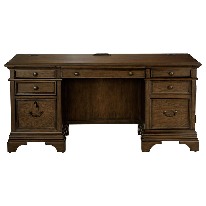 Hartshill 66-inch 5-drawer Credenza Office Desk Burnish Oak - Walo Furniture 