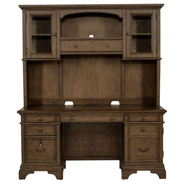 Hartshill 66-inch 5-drawer Credenza with Hutch Burnished Oak - Walo Furniture 