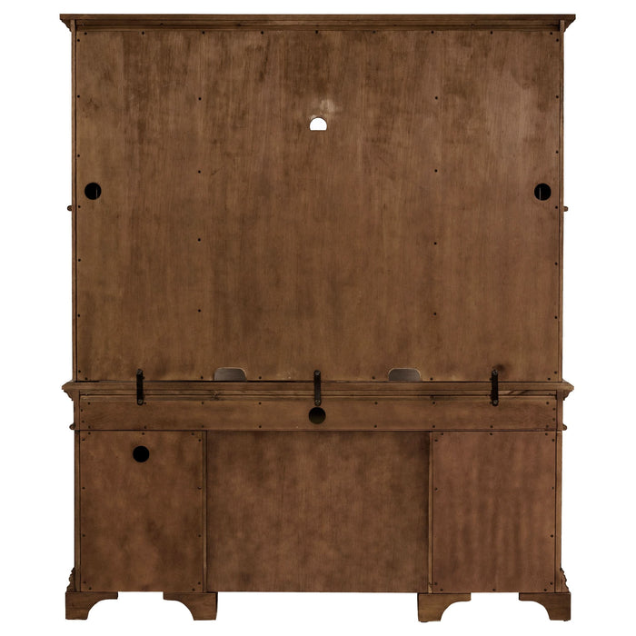 Hartshill 66-inch 5-drawer Credenza with Hutch Burnished Oak - Walo Furniture 