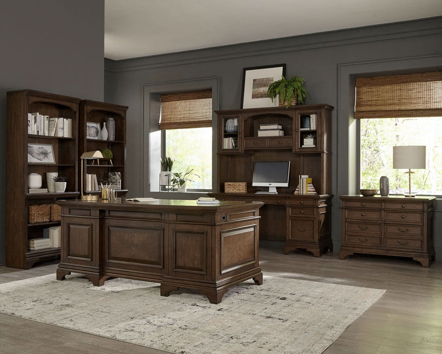 Hartshill 66-inch 5-drawer Credenza with Hutch Burnished Oak - Walo Furniture 