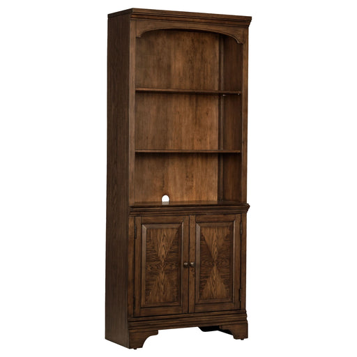 Hartshill 78-inch 3-shelf Cabinet Bookcase Burnished Oak - Walo Furniture 