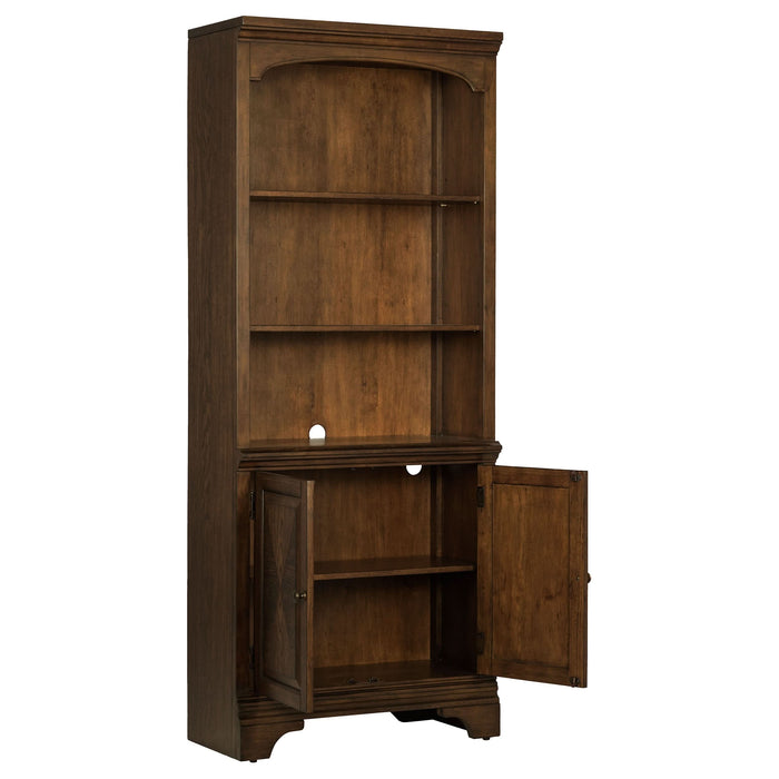 Hartshill 78-inch 3-shelf Cabinet Bookcase Burnished Oak - Walo Furniture 